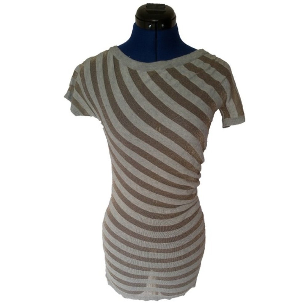 Armani Exchange A/X Stretchy Semi Sheer Asymmetrical Striped Shirt Dress DIY